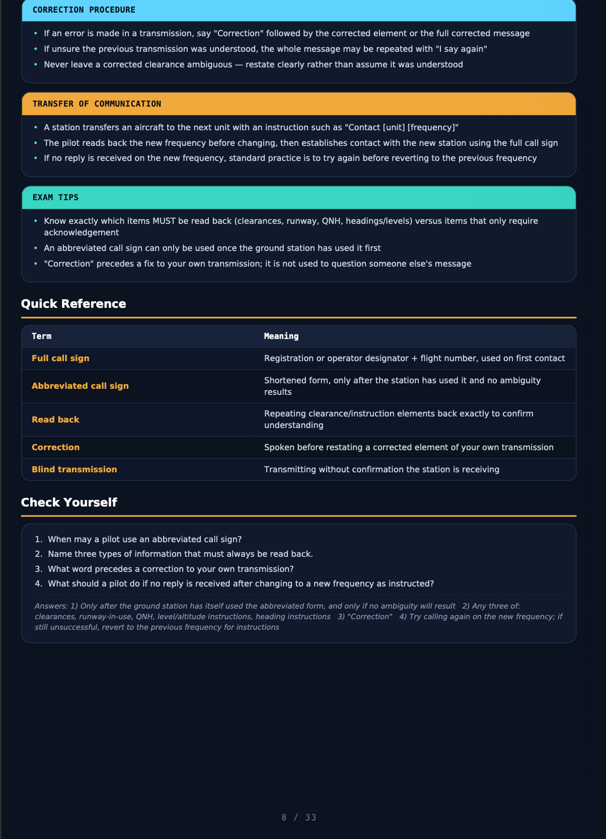 Communications Notes – ATPL(A) Study Guide